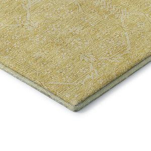 HomeRoots 9' X 12' Elegant Gold and Ivory Floral Area Rug - Stain Resistant, UV Protected, Easy Care Design! 691757