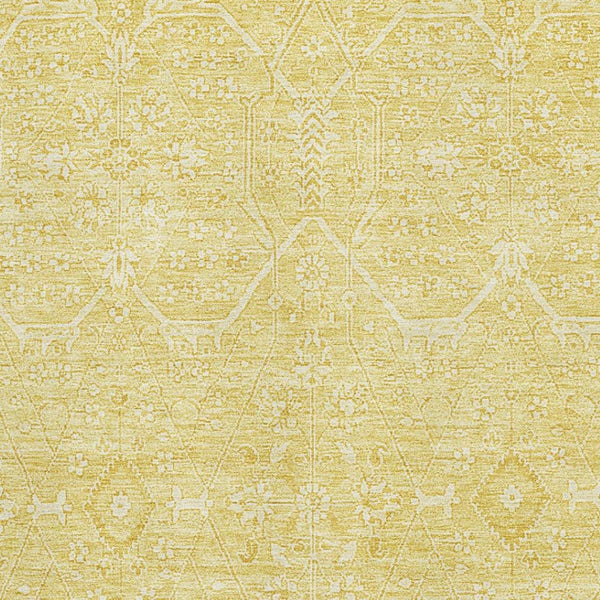 HomeRoots 9' X 12' Elegant Gold and Ivory Floral Area Rug - Stain Resistant, UV Protected, Easy Care Design! 691757