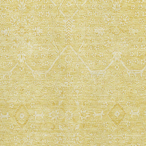 HomeRoots 10' Gold and Ivory Floral Area Rug - Washable, UV Protected, Elegant Design for High-Traffic Spaces 691758