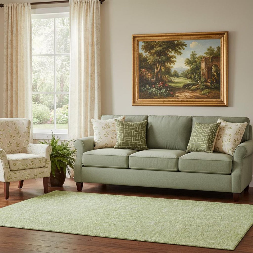 HomeRoots 5' X 8' Mint Green Floral Area Rug - Soft, Durable, Stain-Resistant with UV Protection for Homes 691760