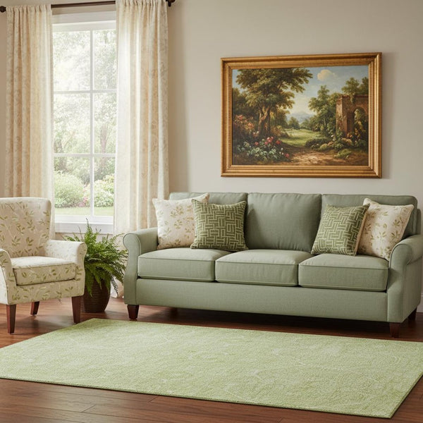 HomeRoots 5' X 8' Mint Green Floral Area Rug - Soft, Durable, Stain-Resistant with UV Protection for Homes 691760