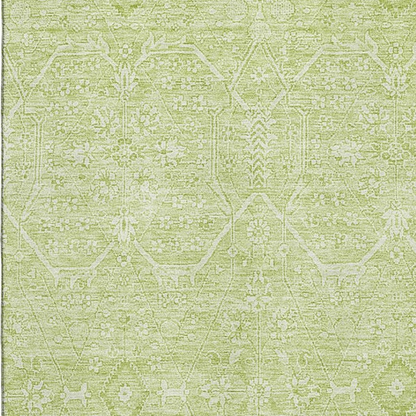 HomeRoots 5' X 8' Mint Green Floral Area Rug - Soft, Durable, Stain-Resistant with UV Protection for Homes 691760