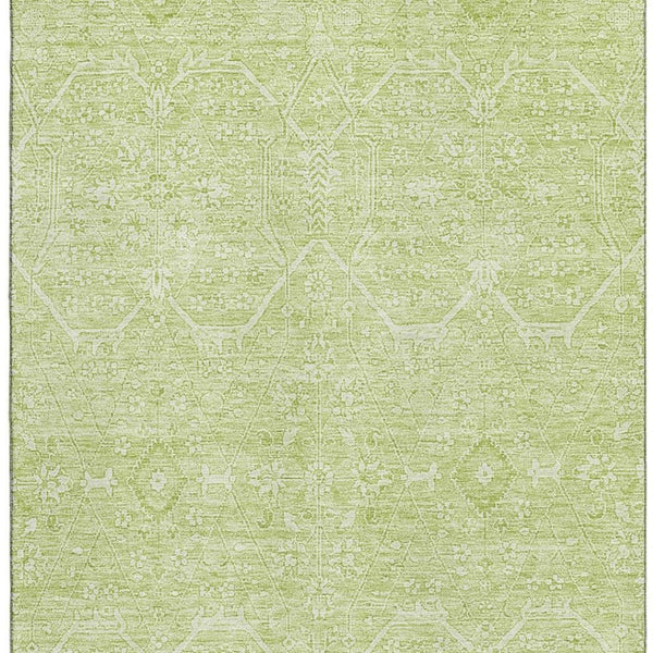 HomeRoots 5' X 8' Mint Green Floral Area Rug - Soft, Durable, Stain-Resistant with UV Protection for Homes 691760
