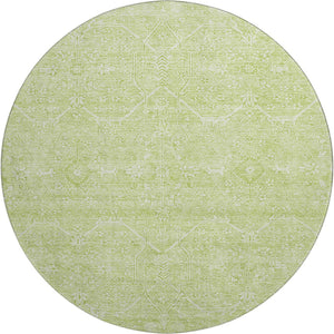HomeRoots 8' X 8' Floral Washable Round Rug in Mint Green & Ivory - Durable, UV-Protected, Easy-Clean Design! 691761