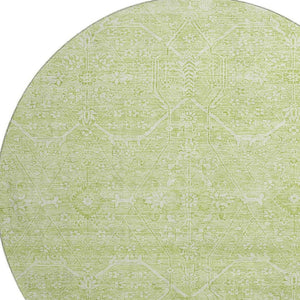 HomeRoots 8' X 8' Floral Washable Round Rug in Mint Green & Ivory - Durable, UV-Protected, Easy-Clean Design! 691761