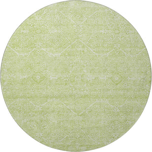 HomeRoots 8' X 8' Floral Washable Round Rug in Mint Green & Ivory - Durable, UV-Protected, Easy-Clean Design! 691761