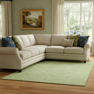 HomeRoots 8' Mint Green Floral Area Rug - Washable, UV Protected, & Stain Resistant for Busy Homes & Stylish Décor 691762