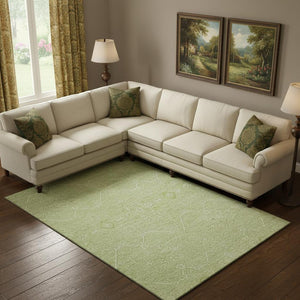 HomeRoots 9' X 12' Mint Green Floral Washable Area Rug - Stain Resistant, UV Protected, Perfect for Homes! 691763
