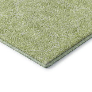 HomeRoots 9' X 12' Mint Green Floral Washable Area Rug - Stain Resistant, UV Protected, Perfect for Homes! 691763