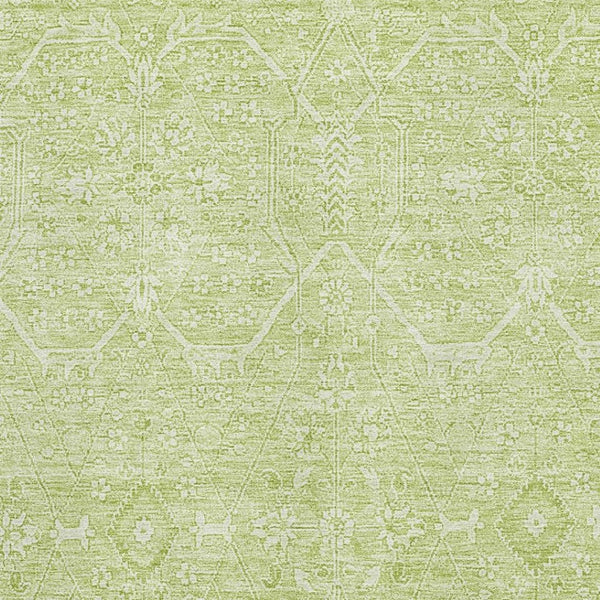 HomeRoots 9' X 12' Mint Green Floral Washable Area Rug - Stain Resistant, UV Protected, Perfect for Homes! 691763