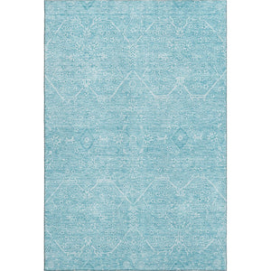 HomeRoots 9' X 12' Sky Blue and Ivory Floral Area Rug - Washable, Stain Resistant, UV Protected for Durability 691769