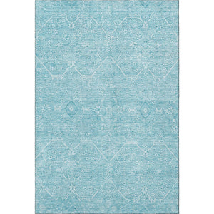 HomeRoots 9' X 12' Sky Blue and Ivory Floral Area Rug - Washable, Stain Resistant, UV Protected for Durability 691769