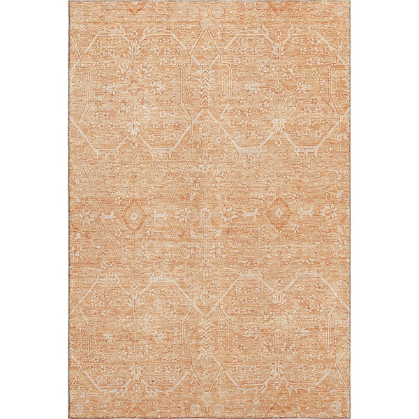 HomeRoots 5' X 8' Salmon and Ivory Floral Area Rug – Washable, UV-Protected, Pet-Friendly Home Decor Piece 691772