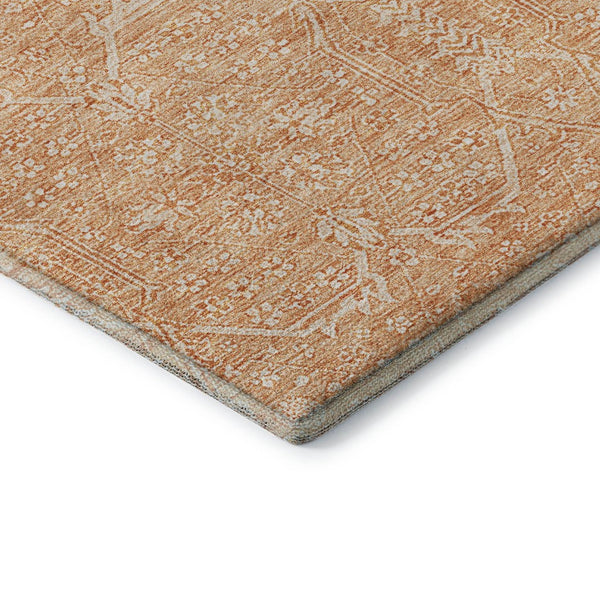 HomeRoots 5' X 8' Salmon and Ivory Floral Area Rug – Washable, UV-Protected, Pet-Friendly Home Decor Piece 691772