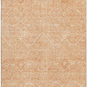 HomeRoots 5' X 8' Salmon and Ivory Floral Area Rug – Washable, UV-Protected, Pet-Friendly Home Decor Piece 691772