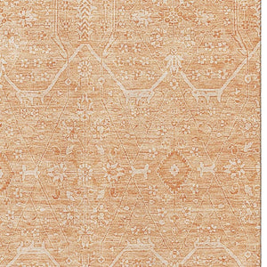 HomeRoots 8' Salmon and Ivory Floral Area Rug - Washable, UV-Protected, Perfect for High-Traffic Spaces! 691774