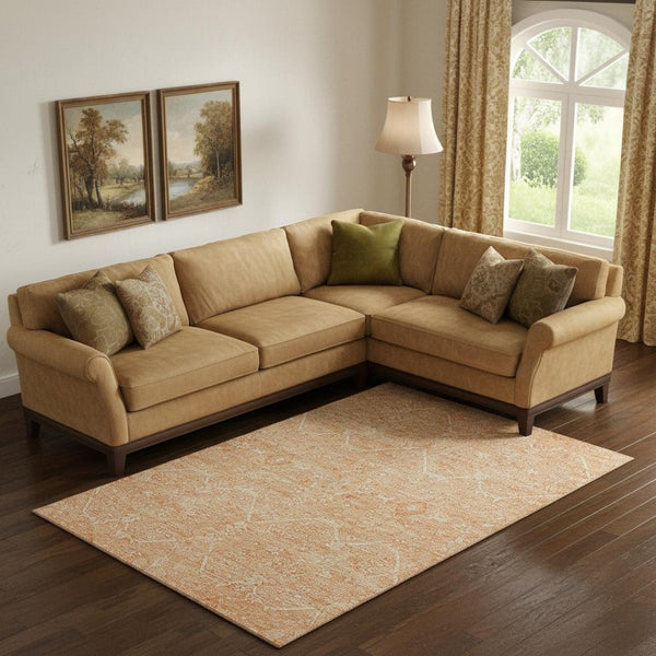 HomeRoots 9' X 12' Salmon & Ivory Floral Area Rug - Washable, UV Protected, Stain-Resistant & Non-Slip Design 691775