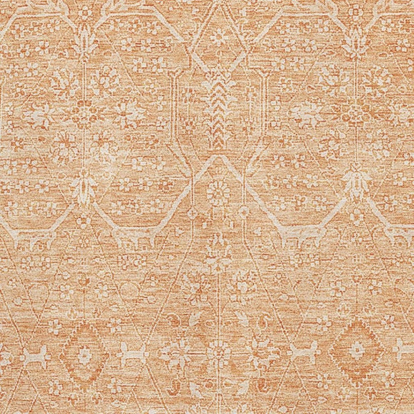 HomeRoots 9' X 12' Salmon & Ivory Floral Area Rug - Washable, UV Protected, Stain-Resistant & Non-Slip Design 691775