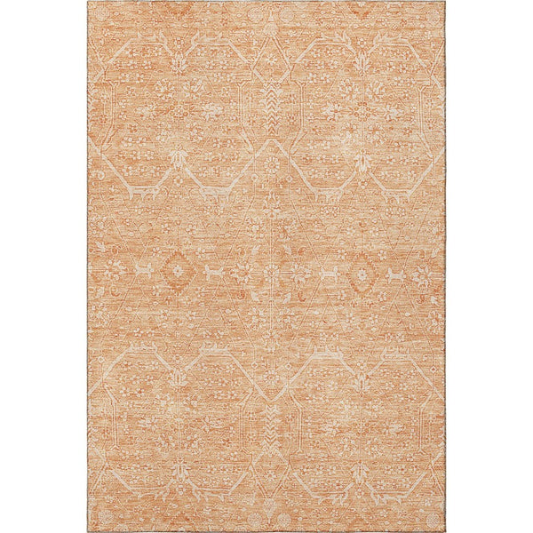 HomeRoots 10' X 14' Salmon And Ivory Floral Area Rug - Washable, Stain Resistant, UV Protected for Family Spaces 691776
