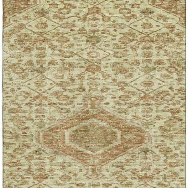 HomeRoots 5' X 8' Beige Floral Area Rug with UV Protection – Washable, Durable, and Perfect for Homes with Pets 691778