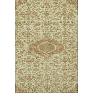 HomeRoots 8' Beautiful Beige Floral Area Rug in Rust & Artichoke Green - Washable, UV Protected, Durable Design 691780