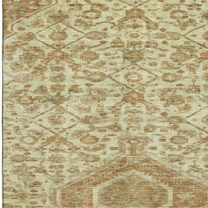 HomeRoots 9' X 12' Floral Washable Area Rug - Beige, Rust & Green, Stain Resistant with UV Protection & Durability 691781