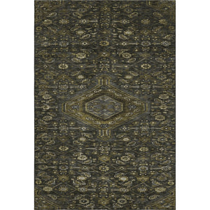 HomeRoots 9' X 12' Elegant Charcoal Olive Green Floral Area Rug – Washable, Stain-Resistant & UV Protected! 691787