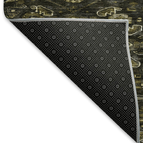 HomeRoots 9' X 12' Elegant Charcoal Olive Green Floral Area Rug – Washable, Stain-Resistant & UV Protected! 691787