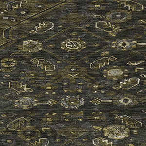 HomeRoots 9' X 12' Elegant Charcoal Olive Green Floral Area Rug – Washable, Stain-Resistant & UV Protected! 691787