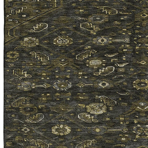 HomeRoots 9' X 12' Elegant Charcoal Olive Green Floral Area Rug – Washable, Stain-Resistant & UV Protected! 691787