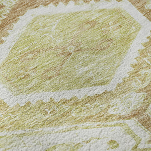 HomeRoots 8' X 8' Washable Round Rug – Elegant Floral Design in Ivory, Salmon & Green with UV Protection 691791
