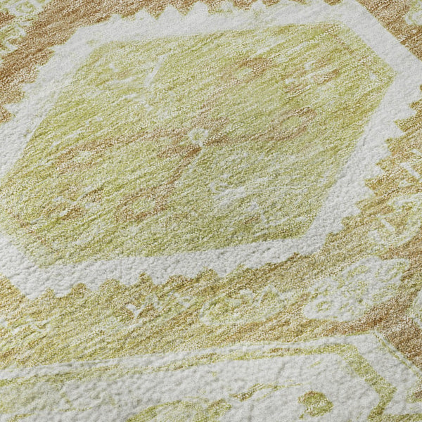 HomeRoots 8' X 8' Washable Round Rug – Elegant Floral Design in Ivory, Salmon & Green with UV Protection 691791