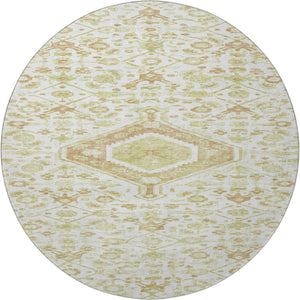 HomeRoots 8' X 8' Washable Round Rug – Elegant Floral Design in Ivory, Salmon & Green with UV Protection 691791