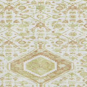 HomeRoots 8' Washable Floral Area Rug in Ivory, Salmon & Artichoke Green with UV Protection for High Traffic Areas 691792