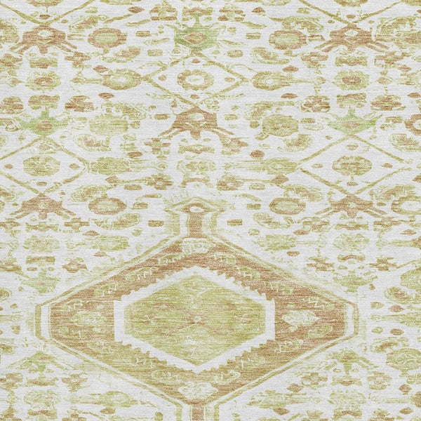 HomeRoots 8' Washable Floral Area Rug in Ivory, Salmon & Artichoke Green with UV Protection for High Traffic Areas 691792