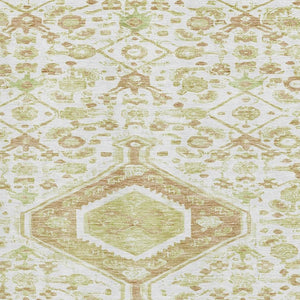 HomeRoots 9' X 12' Floral Area Rug in Ivory, Salmon & Artichoke Green – Washable, UV Protected & Stain Resistant! 691793