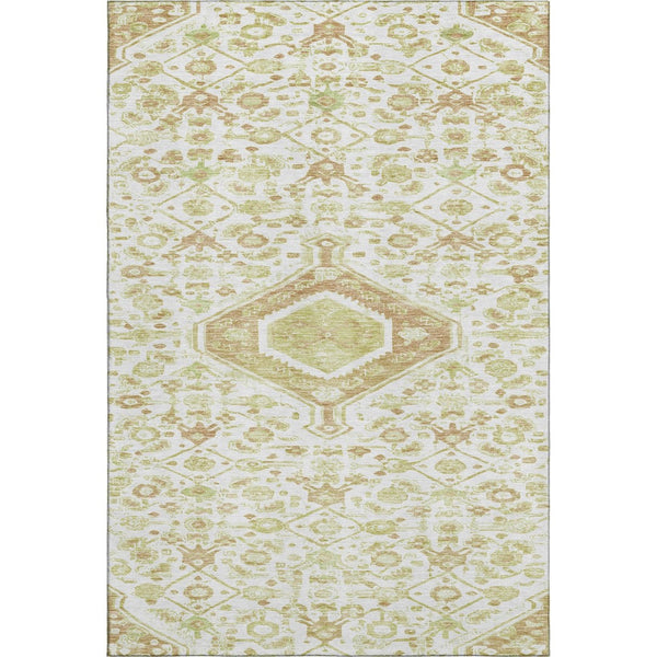 HomeRoots 10' Washable Floral Area Rug in Ivory, Salmon & Green - Stain Resistant, UV Protected & Durable Design 691794