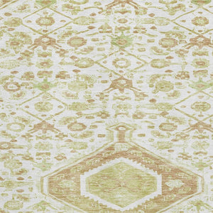 HomeRoots 10' Washable Floral Area Rug in Ivory, Salmon & Green - Stain Resistant, UV Protected & Durable Design 691794