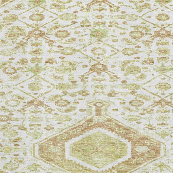 HomeRoots 10' Washable Floral Area Rug in Ivory, Salmon & Green - Stain Resistant, UV Protected & Durable Design 691794