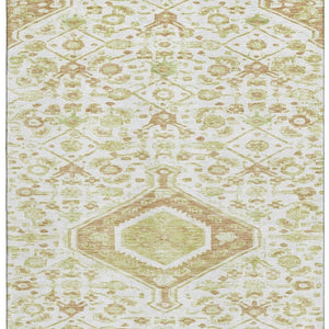 HomeRoots 10' Washable Floral Area Rug in Ivory, Salmon & Green - Stain Resistant, UV Protected & Durable Design 691794