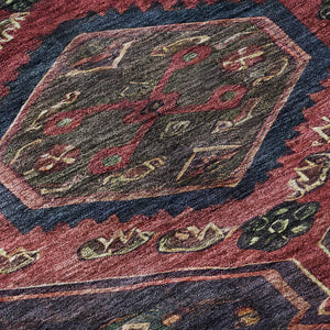 HomeRoots 8' X 8' Navy Blue Teal & Blush Floral Round Rug - Washable, UV-Protected, Durable for High-Traffic Areas 691797