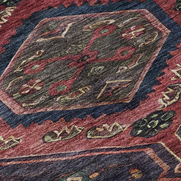 HomeRoots 8' X 8' Navy Blue Teal & Blush Floral Round Rug - Washable, UV-Protected, Durable for High-Traffic Areas 691797