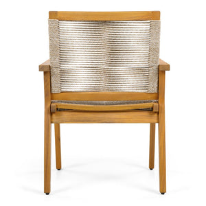 English Elm Outdoor Acacia Wood Dining Chairs with Woven Rope Seats for Patio or Terrace Set 2 N779P355695B