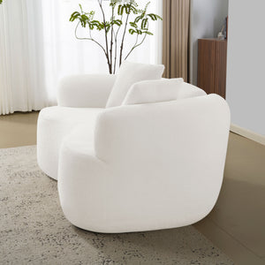English Elm 66.93 Curved Loveseat 73" Heart-Shaped Teddy Velvet Sofa Full Foam & Spring Support, No-Assembly Cozy Compact White W3612P332115