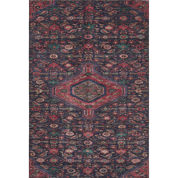 HomeRoots 10' X 14' Navy Blue Teal Blush Floral Washable Area Rug - Durable, Stylish & UV Protected for Homes 691800