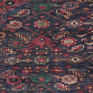 HomeRoots 10' X 14' Navy Blue Teal Blush Floral Washable Area Rug - Durable, Stylish & UV Protected for Homes 691800