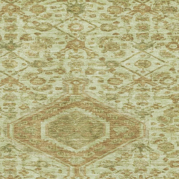 HomeRoots 5' X 8' Floral Area Rug in Sage and Salmon - Washable, UV-Protected, Durable for Family Spaces! 691802