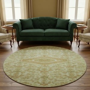 HomeRoots 8' X 8' Sage and Salmon Floral Area Rug - Washable, UV-Protected, Stain-Resistant for Stylish Comfort 691803