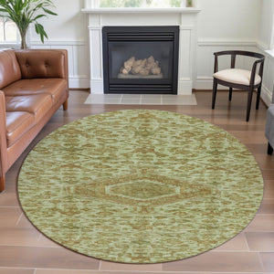 HomeRoots 8' X 8' Sage and Salmon Floral Area Rug - Washable, UV-Protected, Stain-Resistant for Stylish Comfort 691803