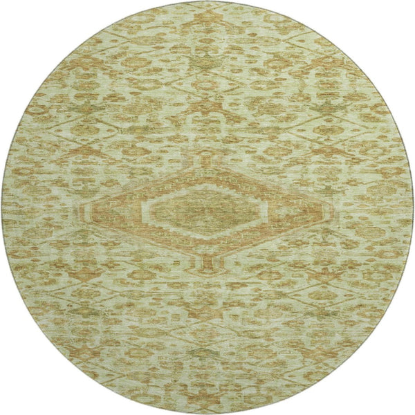 HomeRoots 8' X 8' Sage and Salmon Floral Area Rug - Washable, UV-Protected, Stain-Resistant for Stylish Comfort 691803